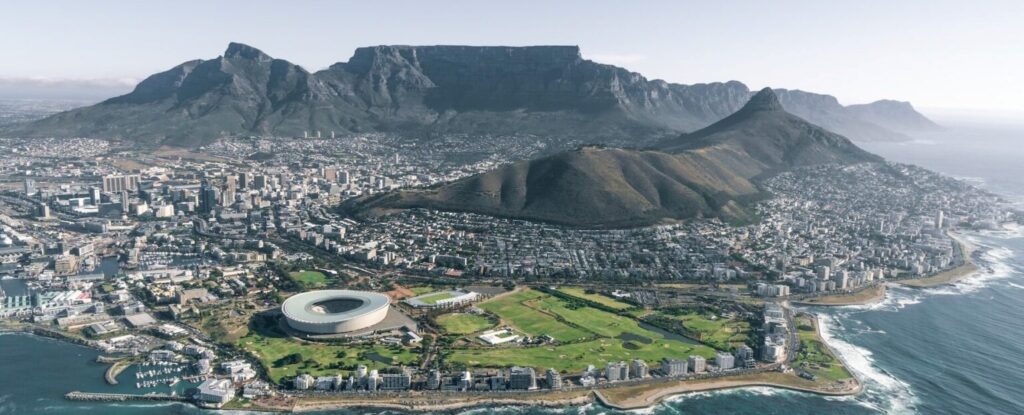 An aerial view of Cape Town, South Africa.